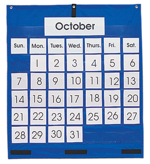 Picture of Pocket chart monthly calendar  25 x 28