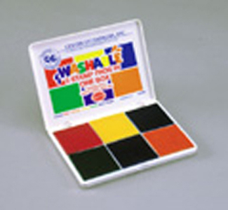 Picture of Stamp pad 6 pads in one / red blue  orange yellow green purple