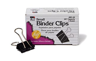 Picture of Binder clips 12ct small 3/8in  capacity