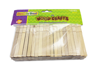 Picture of Wooden flat slotted clothespin 40pk  natural