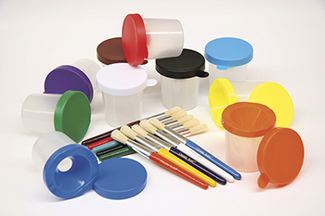 Picture of Paint cups & brushes set 10 cups w/  10 color coordinated brushes