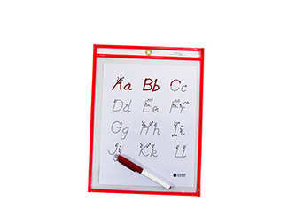 Picture of C line reusable 9x12 dry erase  pockets red neon