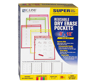 Picture of Reusable dry erase pockets 25/box