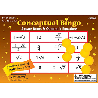 Picture of Conceptual bingo square roots &  quadratic equations