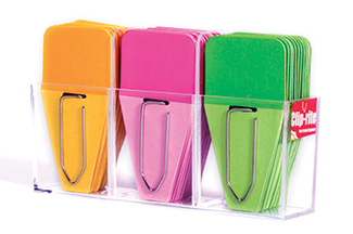 Picture of Small solid clip tabs orange pink  green