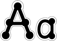 Letters dot-to-dot lowercase black  2 & up punctuation & numerals