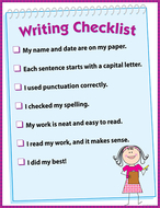 Writing checklist chart gr 1-3