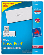 Avery easy peel white address  labels 1x2 5/8 3000ct