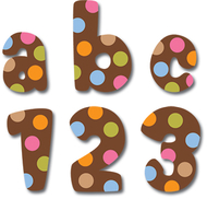 Dots on chocolate lowercase letter  stickers