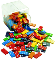 Double 6 color dominoes 6 sets  168 pcs in storage bucket
