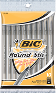 Bic round stic ballpoint pens black  10pk