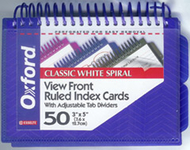 Index cards 3x5 spiral w/ poly  cover & dividers