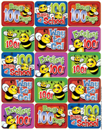 100 days of school bees success  stickers