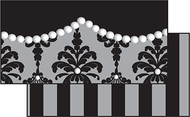 Damask & pearls double sided border