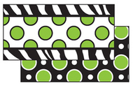Zebra green dot double sided  borders