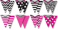 Pretty n pink pennants with pizzazz