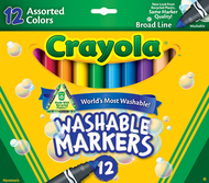 Crayola washable markers 12ct asst  colors conical tip