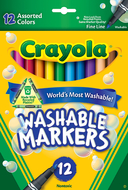 Crayola washable markers 12ct asst  colors fine tip