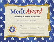 Certificates merit award 30/pk  w/ stars 8.5 x 11