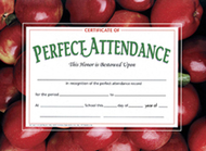 Certificates perfect 30 pk 8.5 x 11  attendance w/ apples