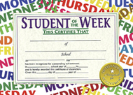 Student of the week 30/pk 8.5 x 11  certificates