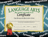 Certificates language arts 30/pk  achievement 8.5 x 11