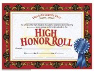 High honor roll award 30/pk 8.5x11  certificates