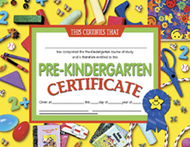 Certificates pre-kindergarten 30/pk  8.5 x 11 yellow