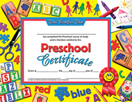 Preschool certificate 30pk yellow  background