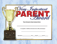 Very important parent award 30-set  certificates