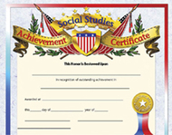 Social studies achievement 30pk  certificates 8.5 x 11 inkjet laser