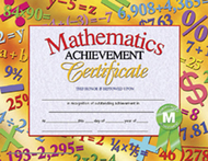 Mathematics achievement 30pk  certificates 8.5 x 11 inkjet laser