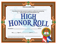 High honor roll achievement 30pk  certificates