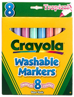Washable markers 8 pk tropical  colors conical tip