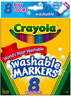 Washable markers 8 pk bold colors  conical tip