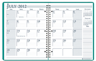 Academic monthly planner 8 1/2 x 11  bright green wirebound