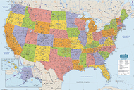United states laminated map 38x25