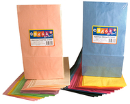 Colorful paper bags 12x15 asstd  colors pinch bottom
