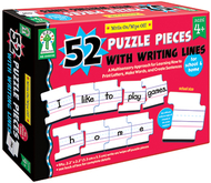 Write-on/wipe-off 52 puzzle pieces  with writing lines