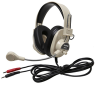 Deluxe multimedia stereo headset w/  boom microphone w/ dual 3.5mm plug