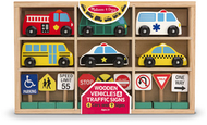 Wooden vehicles and traffic signs