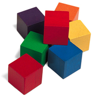 Cubes wood 1 in 100 pk 6 colors