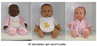 Doll clothes set of 3 girl outfits