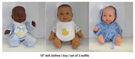 Doll clothes set of 3 boy outfits