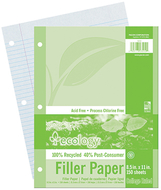 Ecology recycled filler paper 150sh  9/32in college ruling