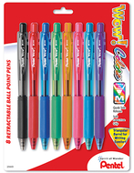 Pentel 8pk wow retractable ball  point pens assorted