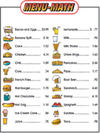 Menu math for beginners 6pk extra  price lists