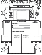 All about me robot graphic  organizer posters