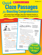 Quick cloze passages for boosting  comprehension gr 2-3