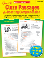Quick cloze passages for boosting  comprehension gr 4-6